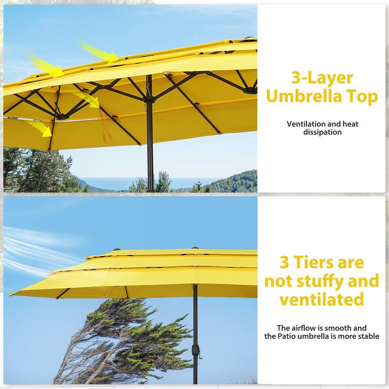 15ft Patio Umbrella with 3-Tiers Umbrella Top without Base