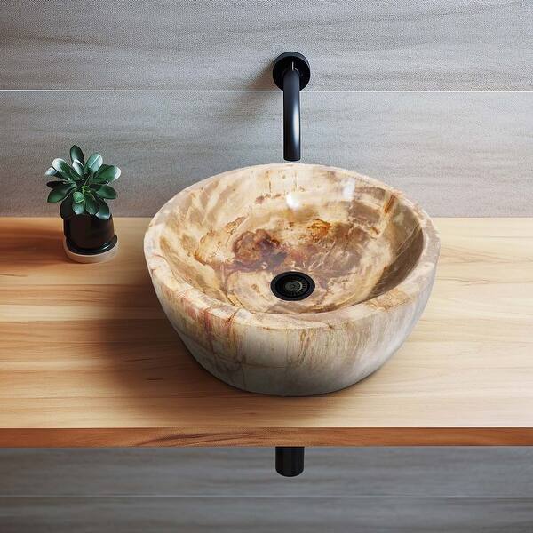 ECLIPSE Uniques Natural Petrified Wood Stone Vessel Bathroom Sink On