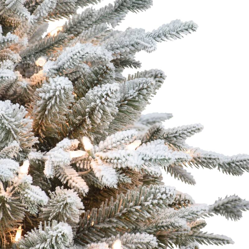 Pre-Lit Flocked Slim Northern Fir Artificial Christmas Tree - 4.5' - Clear Light - 4.5 Foot