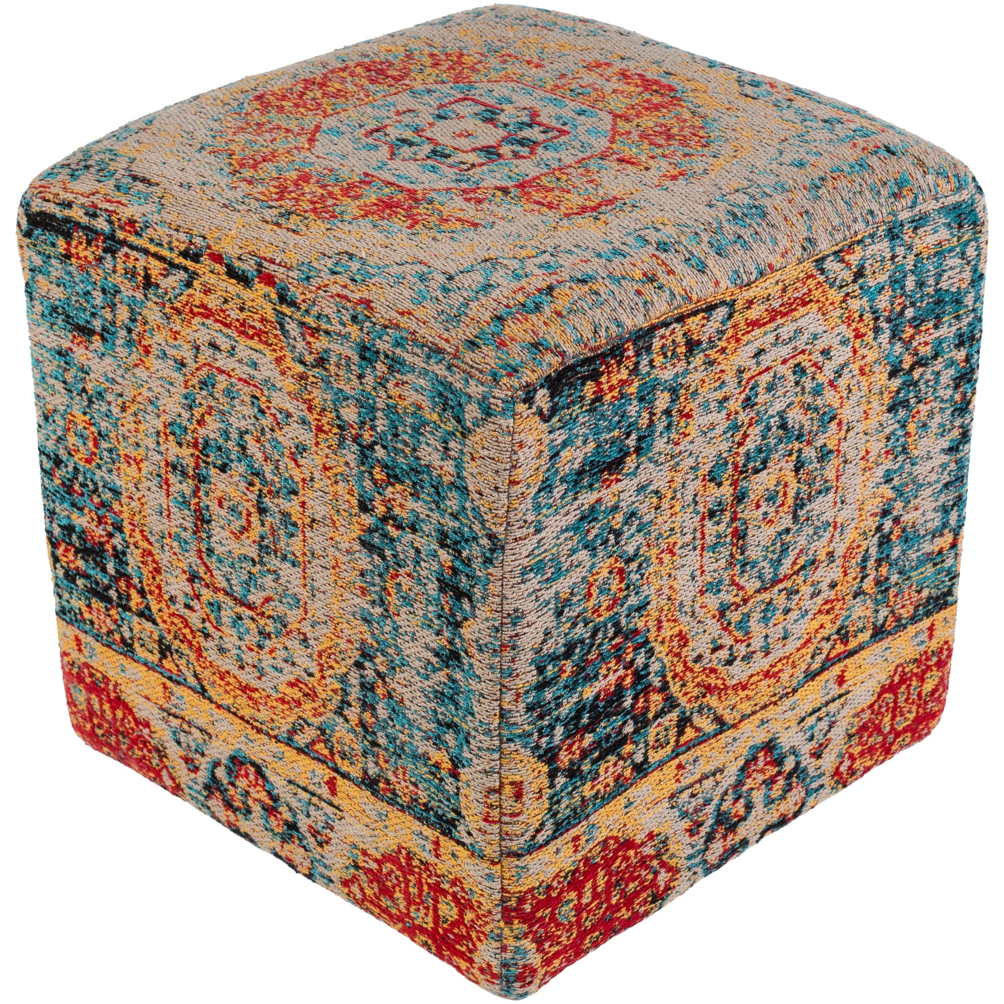 Fremont Traditional Oriental Bright Blue Pouf