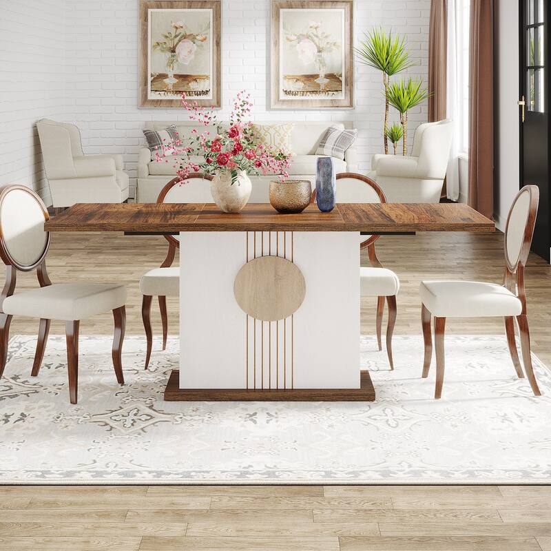 Wood Dinner Table, Kitchen Dining/Living Room Accent Dinner Table Gathering Table
