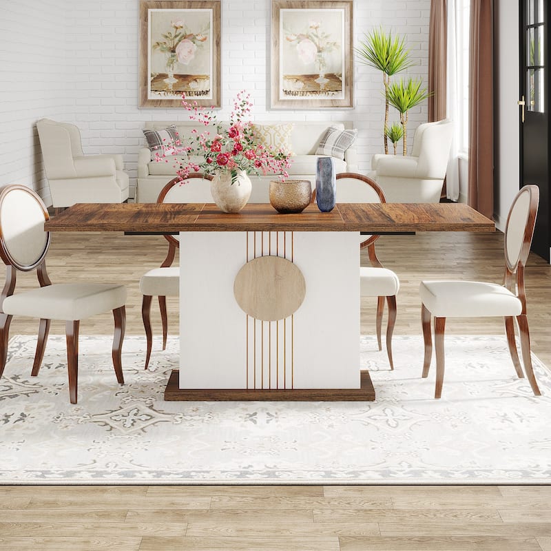 Wooden Dining Table, Kitchen Dinner Table, Dining/Living Room Accent Dinner Table Family Gathering Table