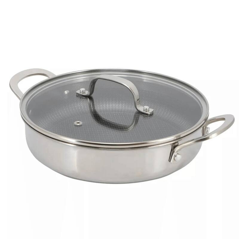 Better Chef 10-Inch 3-Ply Stainless Steel Nonstick Deep Fry Pan with Lid
