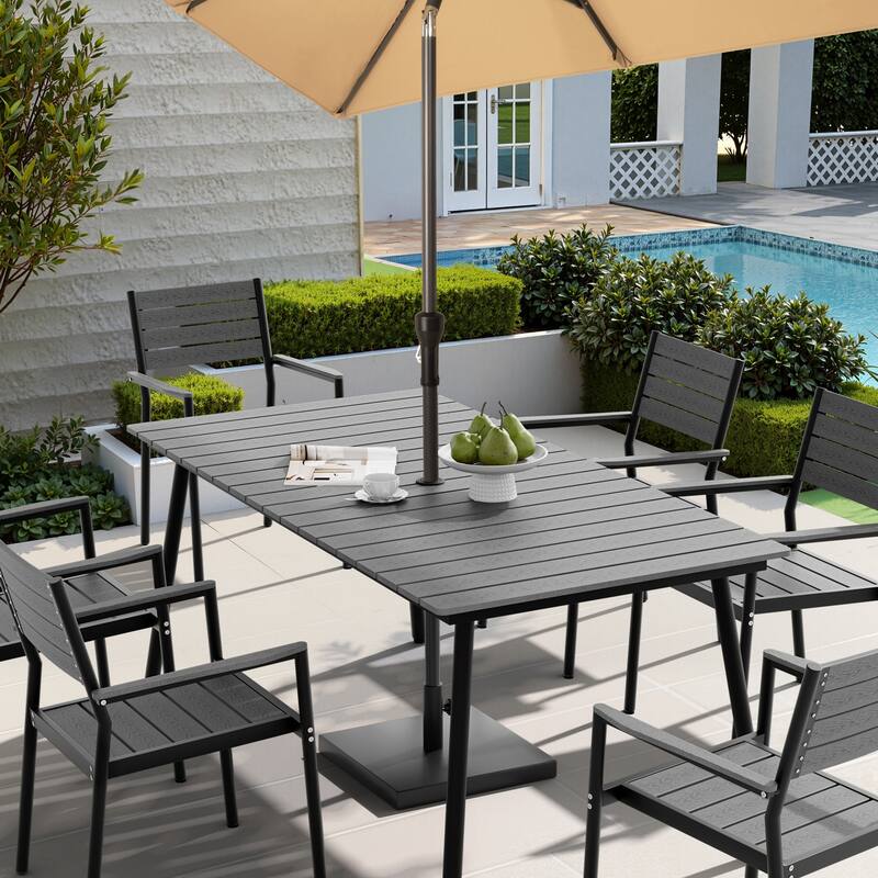 Pellebant Outdoor Aluminum Rectangular Dining Table