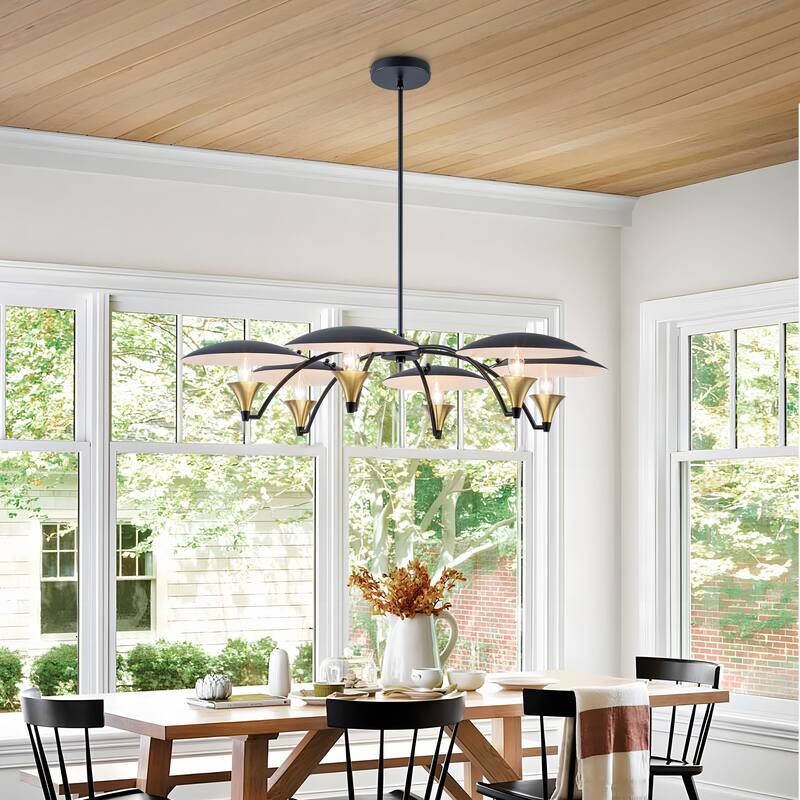Starsky 6-Light Modern Unique Black&Gold Round Chandelier