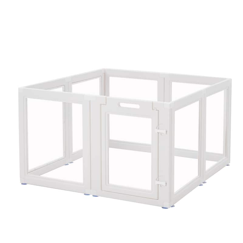Erommy Clear Pet Pen with Door - Easy Assembly Playpen for Puppies, Cats, Dogs, Rabbits, and Small Animals