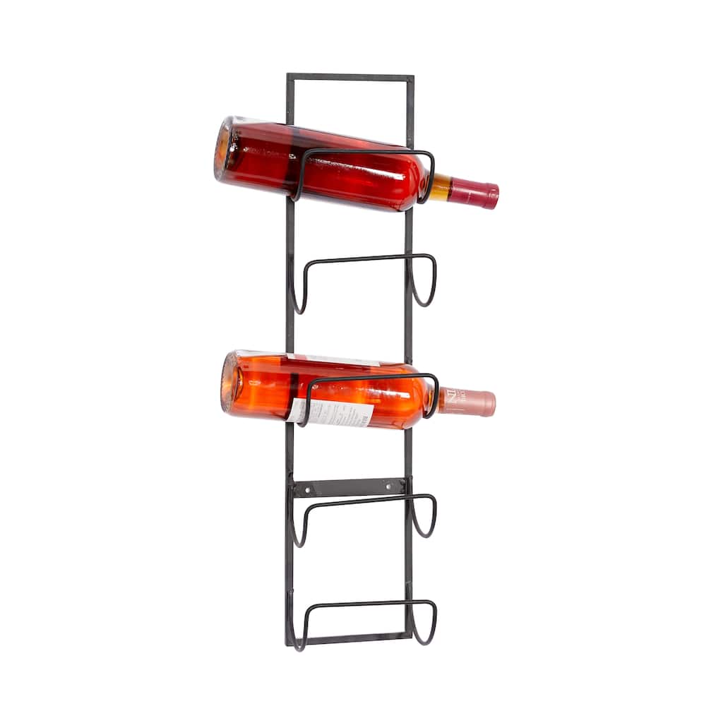 Metal 5 Bottle Wall Wine Rack - Black - Roche River Decor - 5"W x 6"L x 25"H