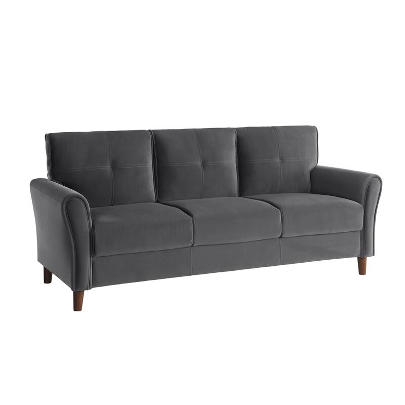 Velvet Upholstery Plush Tufted Sofa with Flared Arms, Solid Wood Frame - 1pc 80" Modern Living Room Couch