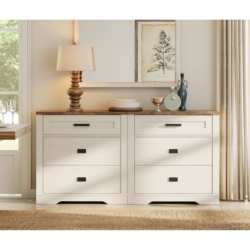Large Nightstand for Bedroom,Farmhouse Bedside Table with Wide Drawers