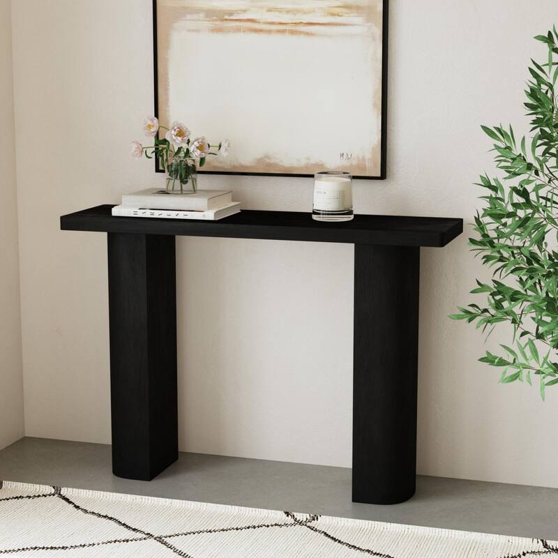 Half Moon Mango Wood Console Table by East at Main - Black