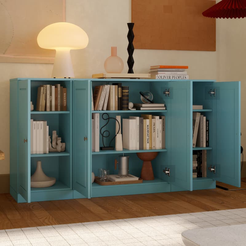 100% Solid Wood 65" Sideboard with Clear, Frosted Glass or Solid Wood Doors by Palace Imports