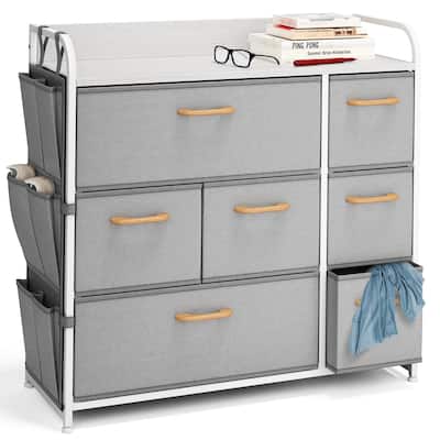 Nestl Dresser Organizer with Drawers - Fabric Furniture Storage for Bedroom, Office, & Playroom with Handles & Textured Wood Top