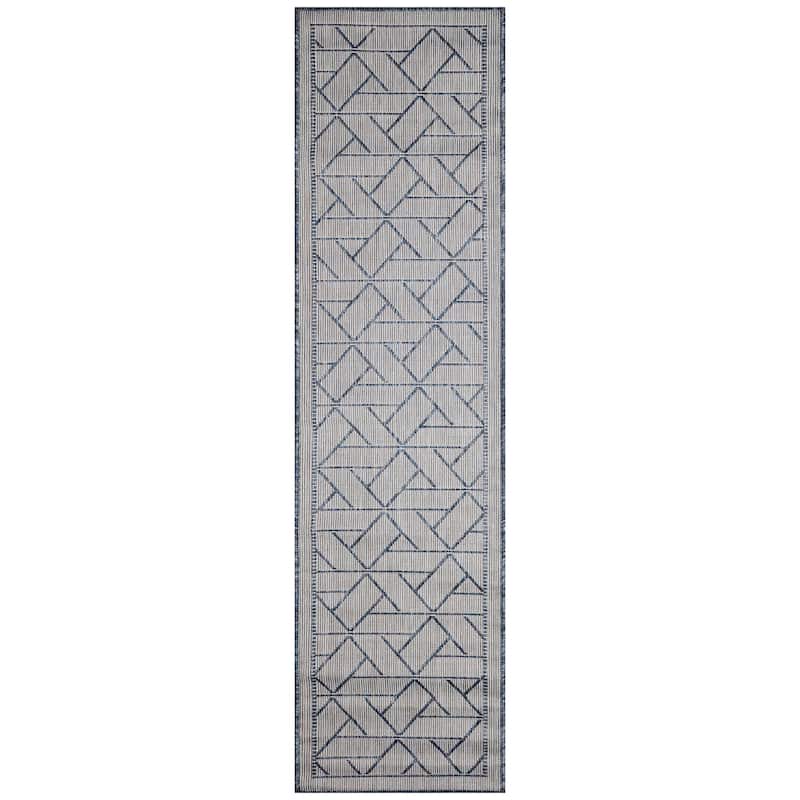 Liora Manne Carmel Pyramid Indoor/Outdoor Rug - 1'11" x 7'6" - Navy