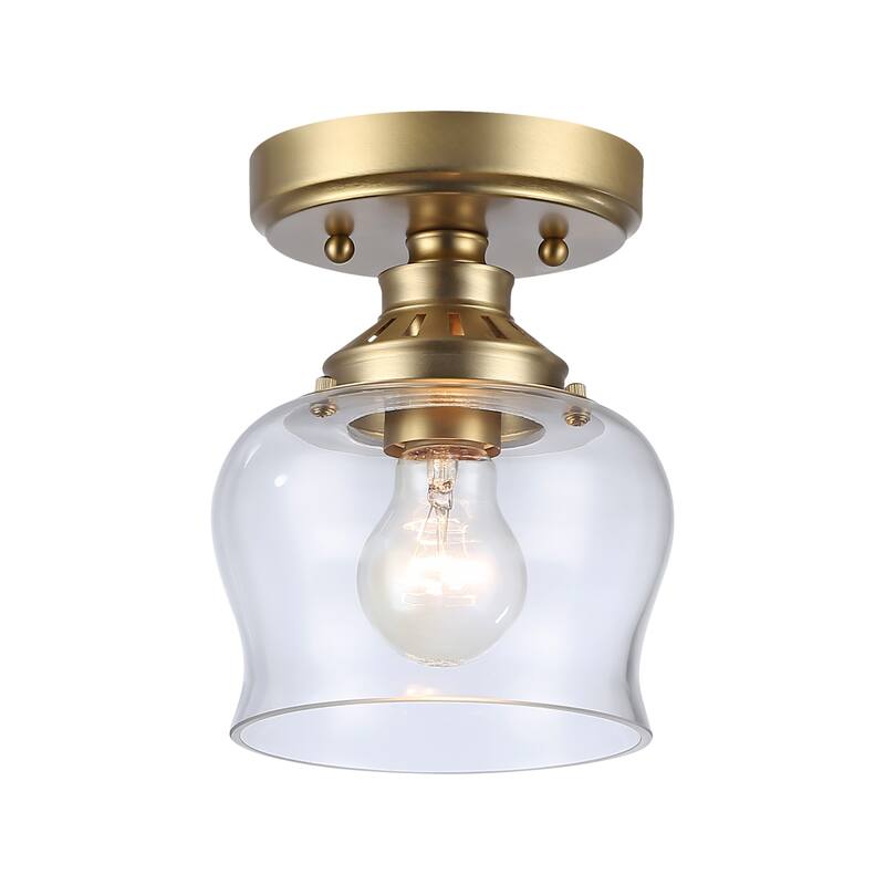 Wry Lighting Daphne 1-light Semi-Flush Mount in Brushed Champagne Brass - Brushed Champagne Bronze - 1-Light Semi-flush