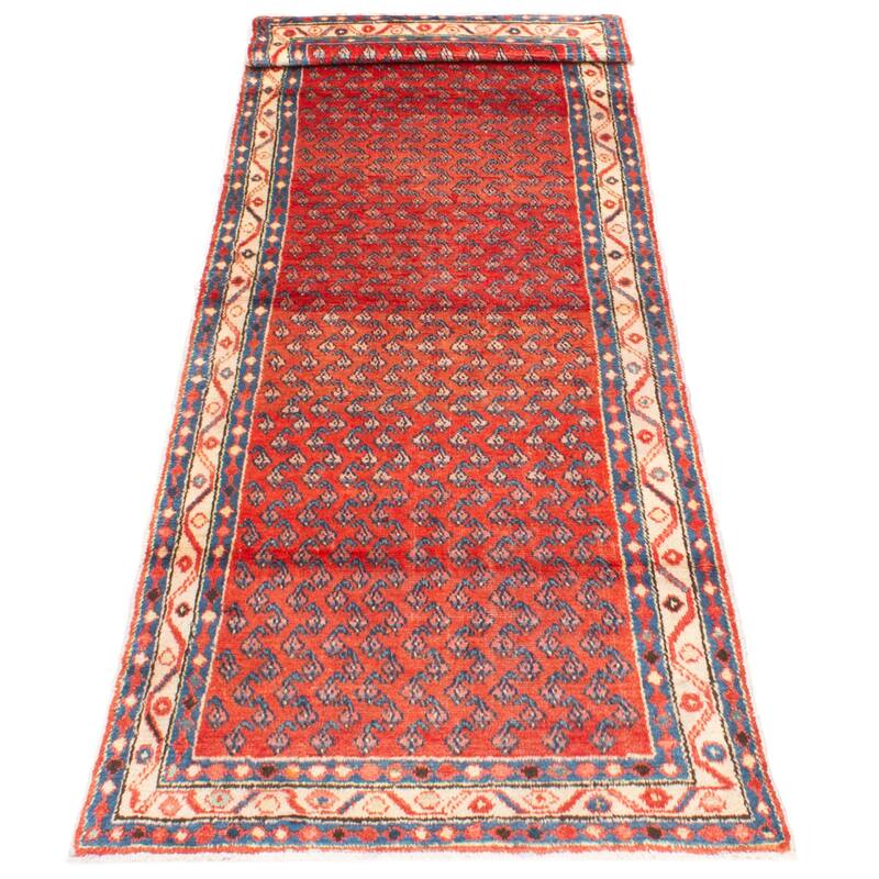 ECARPETGALLERY Hand-knotted Andelz Red Wool Rug - 3'3 x 10'3