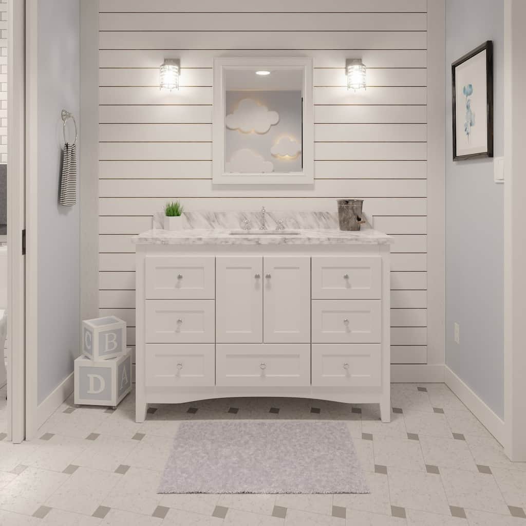 KitchenBathCollection Abbey 48" Bathroom Vanity with Carrara Marble Top