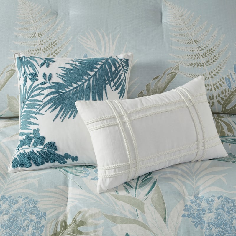 Harbor House Kiawah Island 6 Piece Oversized Cotton Comforter Set with Throw Pillow