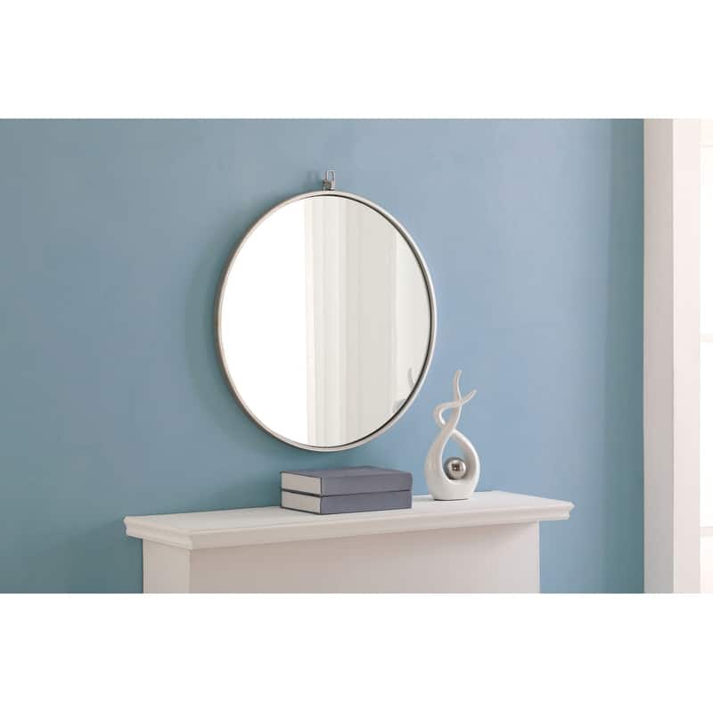 Strick & Bolton Patti Metal 24-inch Round Mirror with Decorative Hook