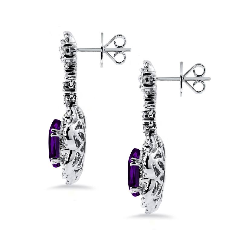 Auriya 4 5/8ct Fancy Oval-cut Purple Amethyst Halo Diamond Drop Earrings 1 7/8ctw 18k Gold
