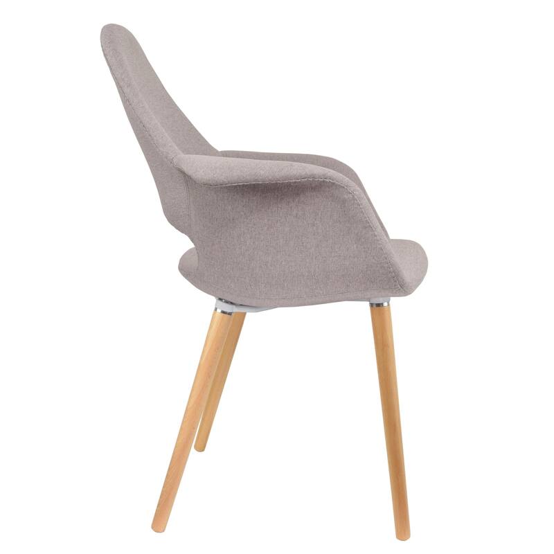 Set of 2 Upholstered Fabric Armchairs with Natural Wooden Legs for Dining Room Office or Accent Chair, Green