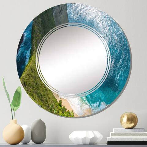 Designart 'Aerial View Of Tropical Beach III' Nautical & Coastal Printed Wall Mirror