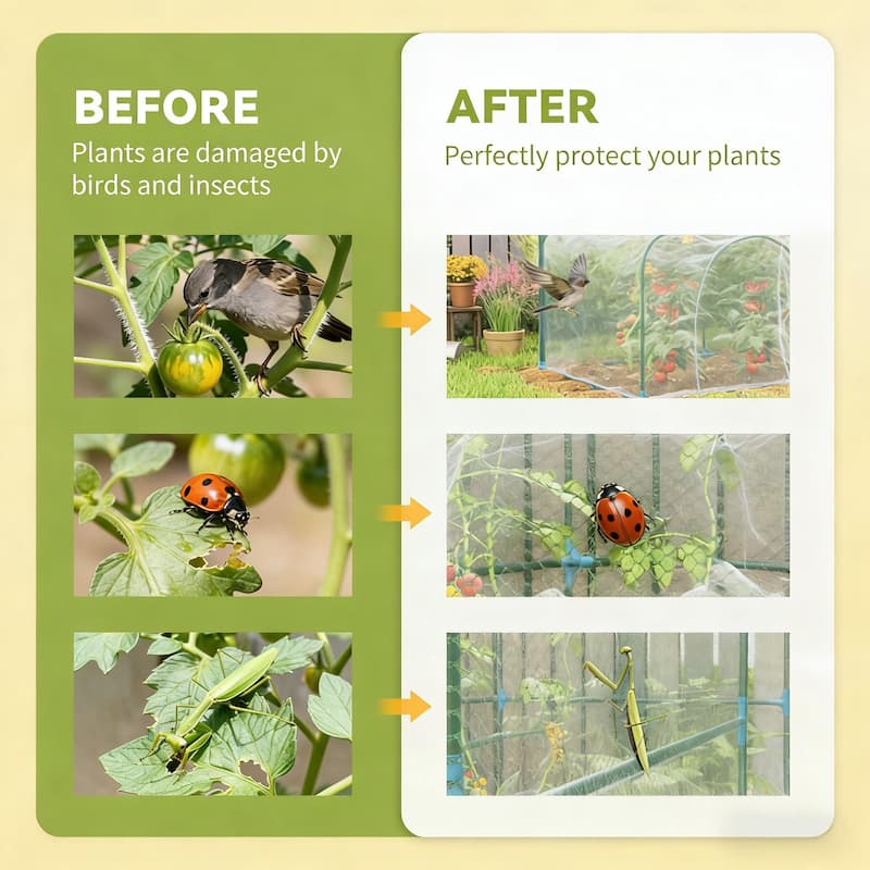 GDFStudio - Walk-In Garden Crop Cage Plant Protector with Steel Frame and Mesh, Large Outdoor/Balcony Plant Protection Tent