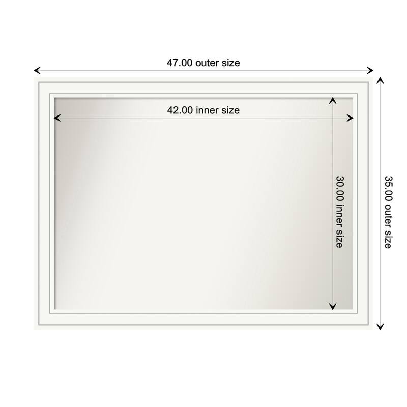 Craftsman White Framed Non-Beveled Custom Wall Mirror, Bathroom Vanity Mirror - Outer Size: 47 x 35