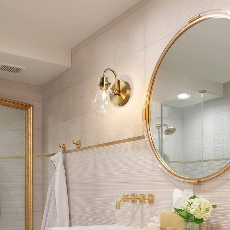 1-light mounted light brass wall light glass, metal fixture light