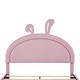 preview thumbnail 44 of 42, Velvet Upholstered Rabbit-Shape Princess Bed, Cute Platform Bed w2 Storage Stools & Headboard & Footboard for Kids