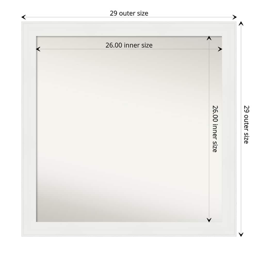 Non-Beveled Bathroom Wall Mirror - Vanity White Narrow Frame