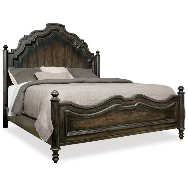 Hooker Furniture 1595-90160-LTBK Auberose California King Rubberwood Panel Bed Frame - Soft Charcoal