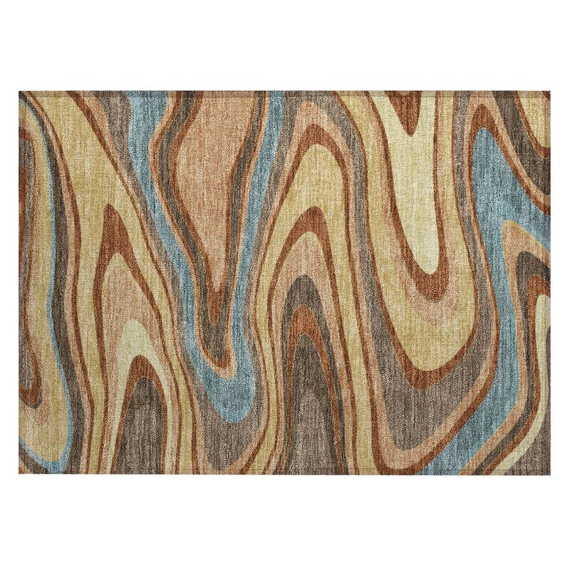 Machine Washable Indoor/ Outdoor Abstract Busey Chantille Rug