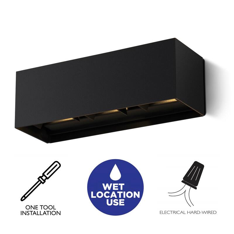 C Cattleya Matte Black Aluminum Rectangular LED Outdoor Wall Sconce