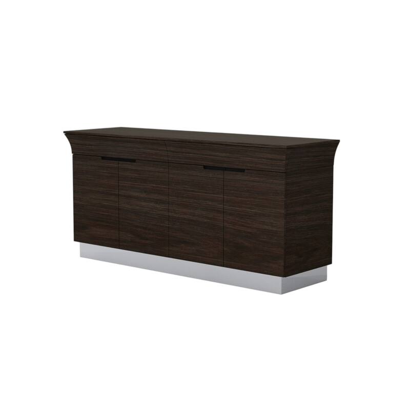 HomeRoots 70" Dark Brown Two Drawer Buffet Table with Four Doors - 70' X '31' X '18