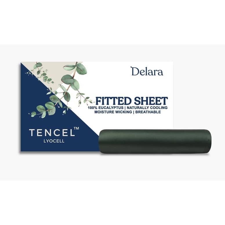 Delara 100% Eucalyptus Lyocell Tencel Fitted Sheet, Naturally Cooling, Super Soft, Moisture-Wicking, Smooth & Breathable