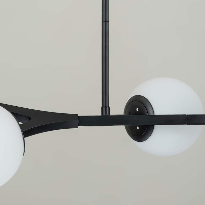 8 - Lights Modern Sputnik Linear Bubble Chandelier With Globe White Glass Shades