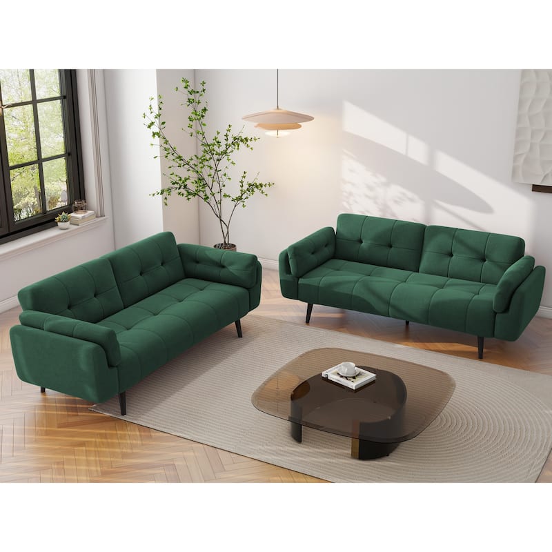 2Set Adjustable Backrest Convertible Futon Sleeper Couch