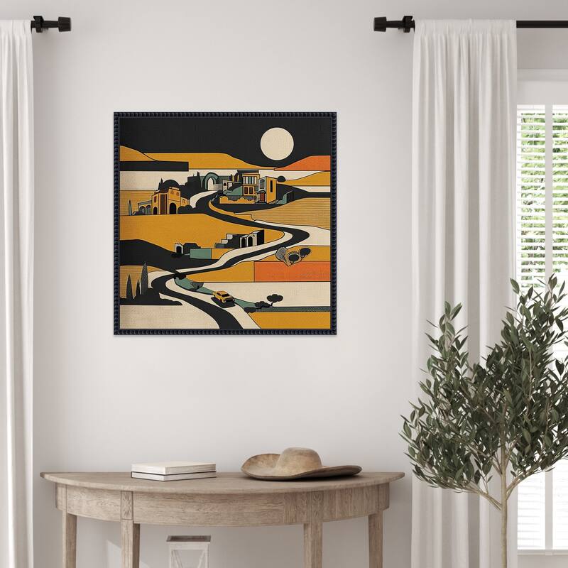Retro Abstract Landscape by Tradelink inhouse artist Framed Canvas Wall Art Print