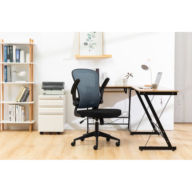 Newton Modern Mid-Back Mesh Office Chair with Flip-Up Arms, Adjustable Height, Tilt Lock, Swivel Wheels Desk Chair