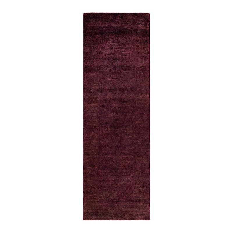 Contemporary Overdyed Wool Hand Knotted Runner - 3' 0" x 9' 6"
