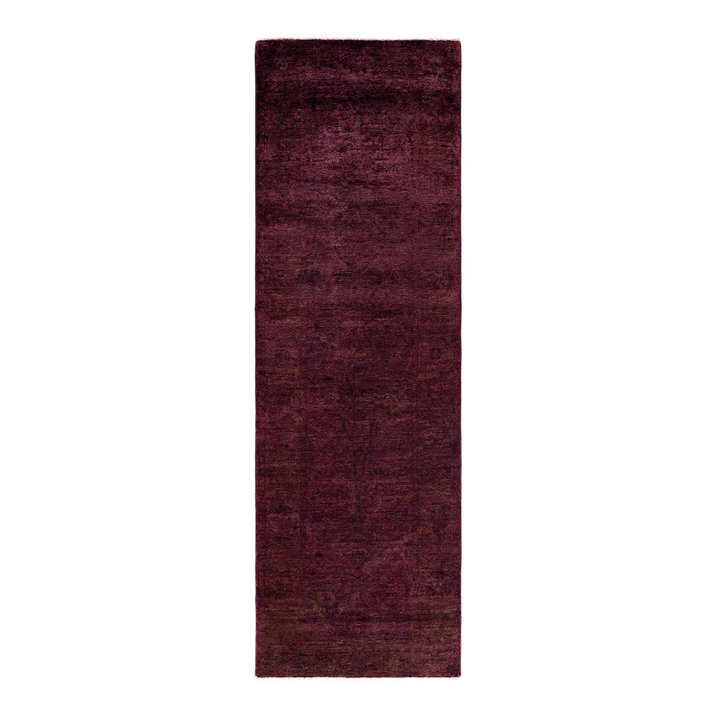 Contemporary Overdyed Wool Hand Knotted Runner - 3' 0" x 9' 6"
