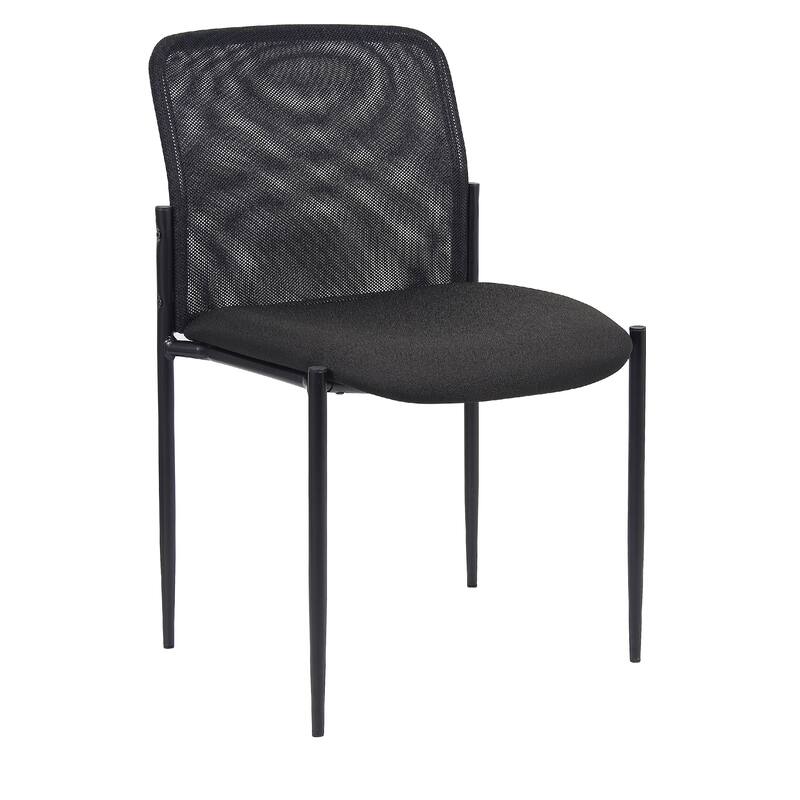 Vayu Stackable Guest Chair, Black Mesh, Soft Crepe Fabric