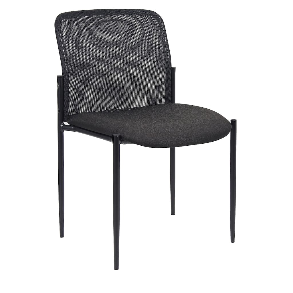 Vayu Stackable Guest Chair, Black Mesh, Soft Crepe Fabric