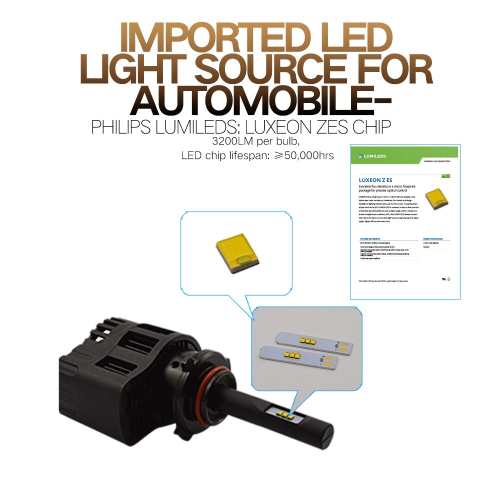 1pair 9012 Led Headlight Bulbs Dc12v 50w 6400lm Headlight Kit Cool White Overstock