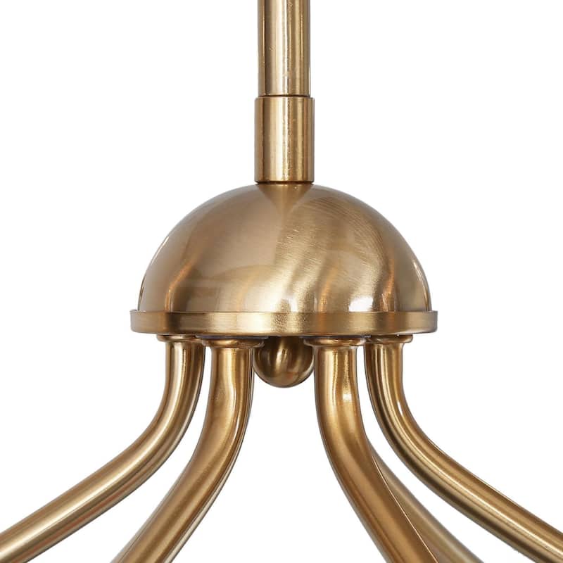 Kayna Mid-Century Modern 6-Light Gold Wheel Glass Chandelier for Dining Room - 25''D x 24.5''H