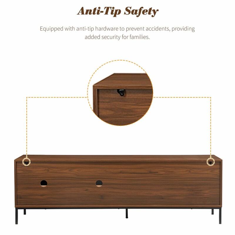 70.8'' Modern TV Stand for TVs up to 75", Entertainment Center with Storage, Sliding Doors