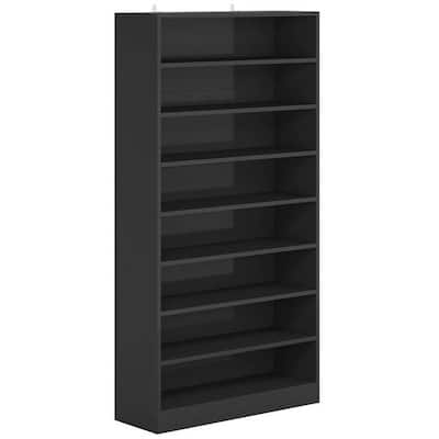 8-Shelf Shoe Rack Storage Cabinet Closet Shelving Unit in Black Wood Finish - 11.81"D x 31.50"W x 70.86"H
