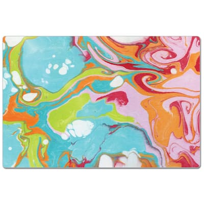 Decorative Anti-Fatigue Memory Foam Mats 30" x 20" - TEAL/PINK MARBLE - 30" x 20"