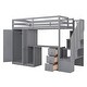 preview thumbnail 14 of 38, Contemporary Twin Size Loft Bed with Wardrobe and Staircase, Desk and Storage Drawers and Cabinet in 1, Maximized Space, Gray
