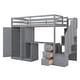 preview thumbnail 12 of 34, Twin Loft Bed with Wardrobe, Desk, Drawers, Cabinet, and Staircase, Grey